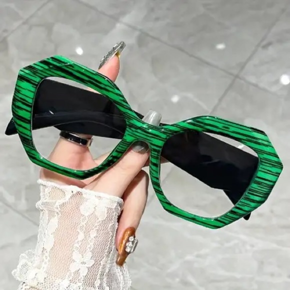 Green Striped Sunglasses - Picture 1 of 4